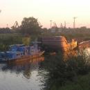 Oil rig supplier boat being towed